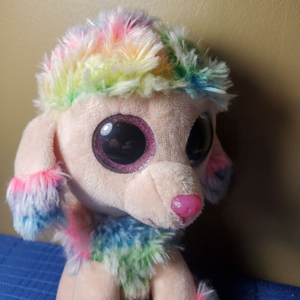 2017 TY Beanie Baby Rainbow Poodle Puppy Plush 6in Stuffed Animal Toy - Picture 7 of 10